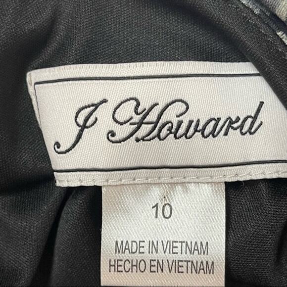 J Howard Black Gray Drape Office To Date Night Feminine Dress NWOT Size 10 - Picture 9 of 12